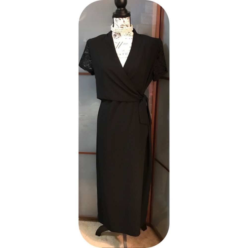 Virgo Black Wrap Dress Size 10p